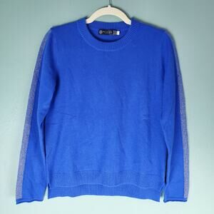 Beyond Fashion Womens Blue Crew Neck Cashmere Pullover LS Sweater Size Large